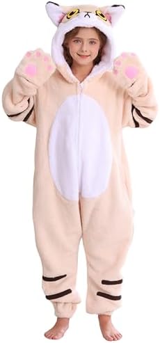 Animal Onesie Pajamas for Kids, Soft Flannel Halloween Cosplay Costume for Boys Girls