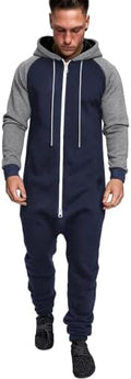 COOFANDY Mens Jumpsuit Onesie Hooded Full Zip One Piece Jogging Tracksuit