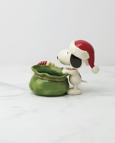 Lenox Peanuts Snoopy Christmas Santa Sack Candy Bowl