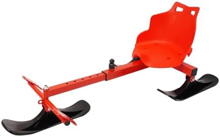 Snow Sled 198LBS Capacity Modern Snow Scooter with 5.9FT 165.35LBS Pulling Force Rope, Length Adjustable Ski Scooter Snow and Ice Skate for Skiing, Ice Skating Red+ Black