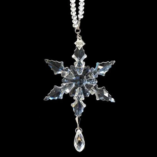 2026Annual Christmas Ornaments Crystal Snowflake Star - Christmas Tree Ornaments Pendant Sun Catcher Home Hanging Decor (2026 White Crystal 2 Layers)