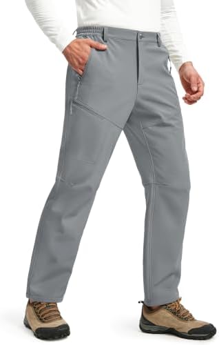 MAGCOMSEN Mens Snow Ski Pants Fleece Winter Outdoor Hiking Waterproof Pants