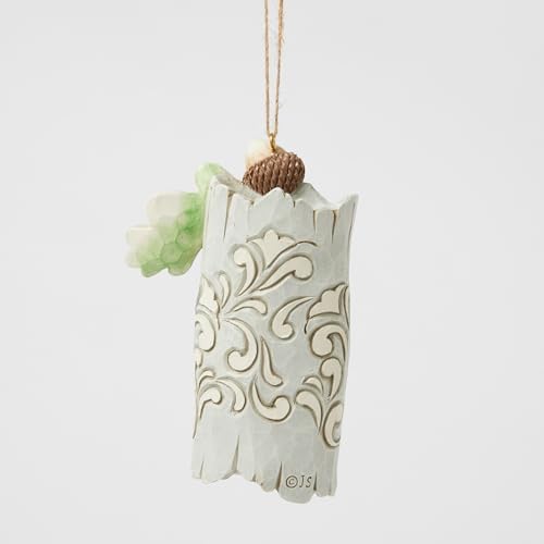 Enesco Jim Shore Heartwood Creek White Woodland Owl in a Tree Trunk Hanging Ornament, 4.13 Inch, Multicolor