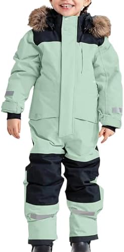 YRAETENM Snow Suit for Kids Boys Girls One Piece Snowsuit Girls and Boys Waterproof Insulated Winter Jumpsuit Coveralls
