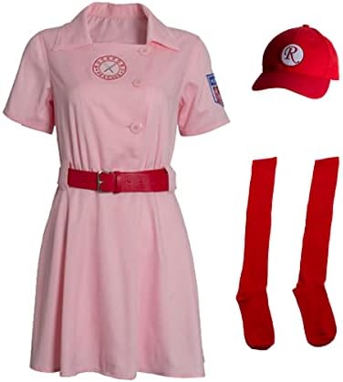 Womens Baseball League Dottie Costume Jersey Dress Uniform Set