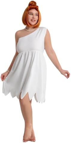 Plus Size Cavewoman & Caveman Costume Set with Wig and Accessories