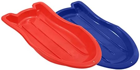 Superio Pack of 2 Toboggan Snow Sleds for Kids and Adults, 37" Plastic Sleds with Pull Ropes and Handles