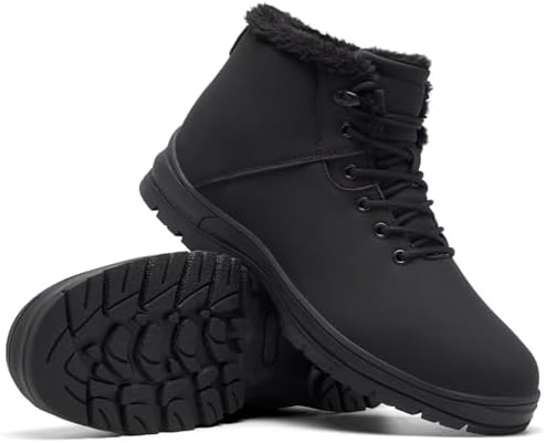 CARENURSE Mens Winter Snow Boots Water Resistant Warm Fur Lined Anti Slip Work Ankle Shoes Casual Lightweight Hiking Outdoor Trekking Boot
