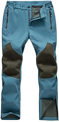 Mens Snow Ski Waterproof Softshell Snowboard Pants Outdoor Hiking Fleece Lined Zipper Bottom Leg