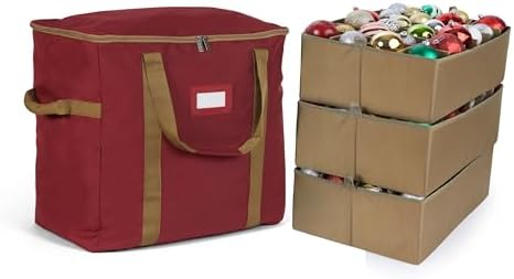 Covermates Adjustable Ornament Storage Bag, 19.25" W x 13" D x 18.5" H, Red