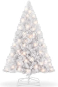 DUMOS 6 Ft Pre-lit Christmas Tree, White Artificial Xmas Tree