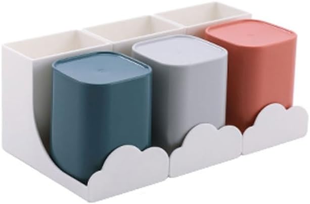 Toothbrush Rack White Toothbrush Holder, Three Or Four-person Toothpaste Holder, Multi-storage Space Storage Rack with Colorful Cups Bathroom Toothbrush Holder(S22.2)