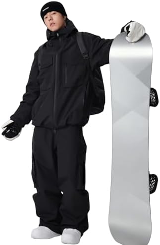 Women's Baggy Snow Snowboard Pants Loose Fit Cargo Ski Pants Bibs Insulated