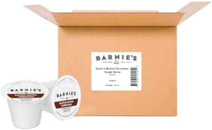 Barnie's Coffee Santa's Mocha Christmas Single Serve Coffee Pods with Coconutty, Caramel, Mocha Flavor, Medium Roast Arabica Coffee Beans Compatible with Keurig Brewers, 48 Count