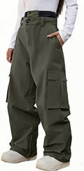 Women's Baggy Snow Snowboard Pants Loose Fit Cargo Ski Pants Bibs Insulated