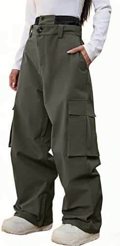 Women's Baggy Snow Snowboard Pants Loose Fit Cargo Ski Pants Bibs Insulated