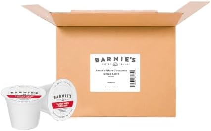 Barnie's Coffee Santa's White Christmas Single Serve Coffee Pods with Coconut, Vanilla, and Caramel Flavors, Medium Roast Arabica Coffee Beans Compatible with Keurig Brewers, 48 Count