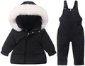 Toddler Boys Girls 2 Piece Snowsuit Waterproof Hooded Winter Coat Ski Bibs