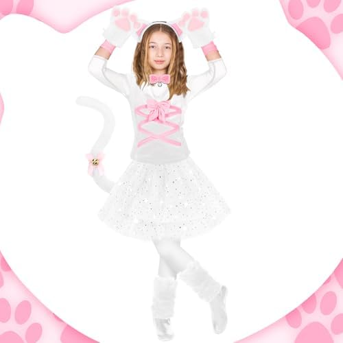 Haull 7 Pcs Halloween Cat Costume Accessories Girl Kid