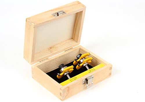 YONICO Tongue and Groove Router Bits Set Up to 3/4-Inch Stock 1/2" Cutting Depth 2 Bit Set 1/4-Inch Shank for Edge-to-Edge Hardwood Flooring, Paneling, Cabinet Door, Plywood Sheathing 15221q