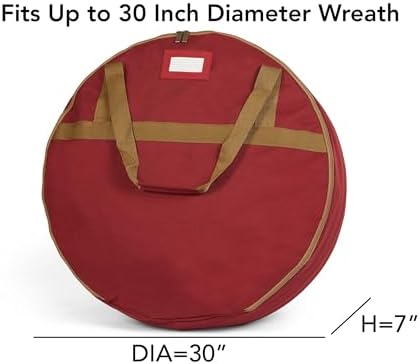 Covermates Standard Wreath Storage Bag with Pouch, 30" Diameter, Red