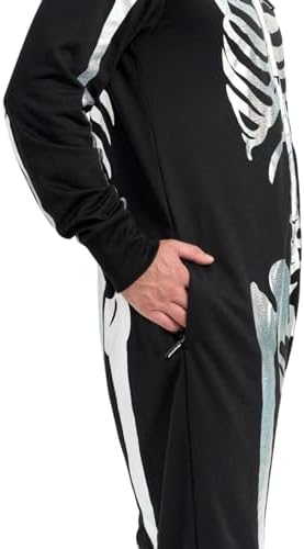 Tipsy Elves Men's Halloween Skeleton Costume Hooded Jumpsuit Adult Onesie