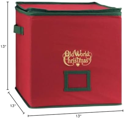 Old World Christmas Ornament Storage Box, Sturdy Holiday Organizer with Adjustable Trays for Collectible Decorations
