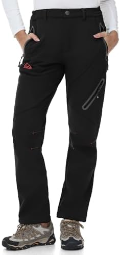 TBMPOY Women's Fleece Lined Ski Snow Pants Waterproof Winter Cargo Hiking Warm Thermal Softshell Insulated Outdoor Pant