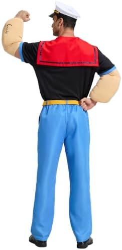 Cartoon Sailor Costume for Men, 7Pcs Deluxe Halloween Outfit Full Set