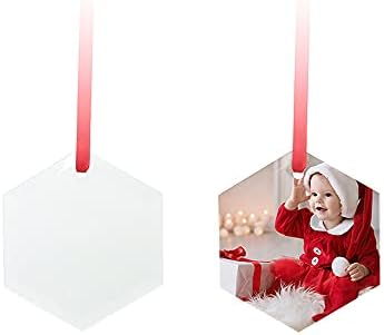 PYD Life 24 PCS Sublimation Blanks Ornament Glass Frosted 3" Hexagon