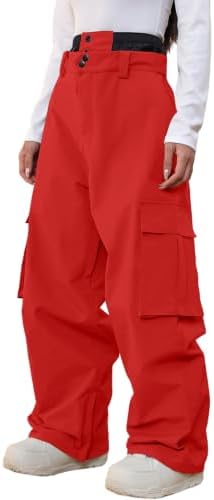 Women's Baggy Snow Snowboard Pants Loose Fit Cargo Ski Pants Bibs Insulated
