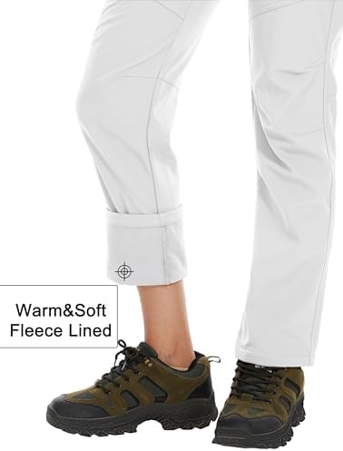 MAGCOMSEN Women's Fleece Lined Waterproof Insulated Snow Ski Pants Winter Warm Hiking Pants Outdoor Softshell