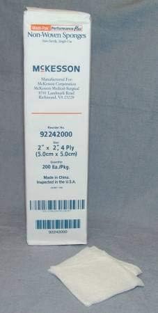 McKesson Non-Woven Sponges, 4-Ply Non-Sterile, Polyester/Rayon Blend, 2 in x 2 in, 200 per Pack, 20 Packs, 4000 Total