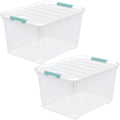Zopnny 85-Qt Storage Box with Latching Lid, 2-Pack Stackable Large Bins