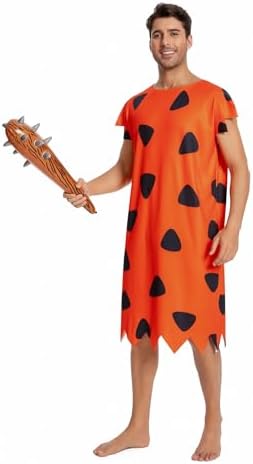 Halloween Cavewoman & Caveman Costume Set with Wig and Accessories