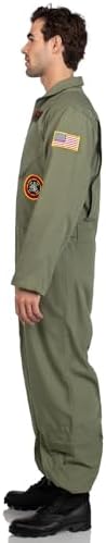 Leg Avenue Mens Licensed Top Gun Flight Suit Costume, SML/MED, Khaki/Green