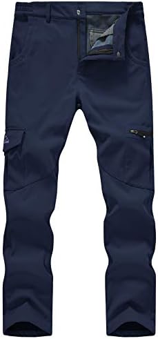 TBMPOY Men's Snow Ski Fleece Lined Hiking Pants Waterproof Winter Snowboard Warm Outdoor Insulated Pants Windproof