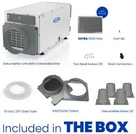AprilAire E070 Pro Dehumidifier Bundle - 70 Pint Whole House Dehumidifier - Full Complete Kit - Crawl Spaces, Basements, Whole Homes, Commercial up to 2,800 sq. ft - 5 Year Warranty Included