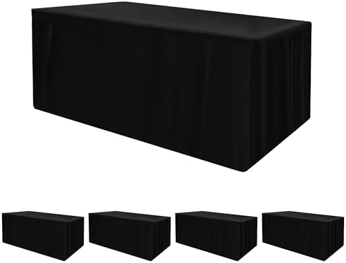 4-Pack 6ft Black Table Cloths for 6 Foot Rectangle Tables For Craft Shows