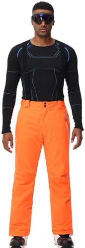 Men's Insulated Snow Pants Waterproof Ski Pant for Winter Hiking Bottom Leg Zipper Outdoor Pants Zipper Pockets