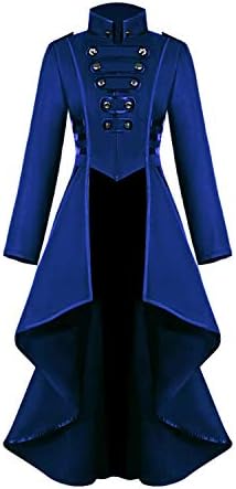 AI'MOURI Gothic Tailcoat Halloween Costumes for Women, Medieval Irregular Hem Steampunk Corset Victorian Tailcoat Jacket