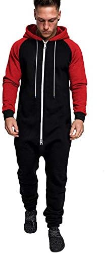 COOFANDY Mens Jumpsuit Onesie Hooded Full Zip One Piece Jogging Tracksuit