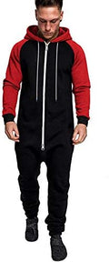 COOFANDY Mens Jumpsuit Onesie Hooded Full Zip One Piece Jogging Tracksuit