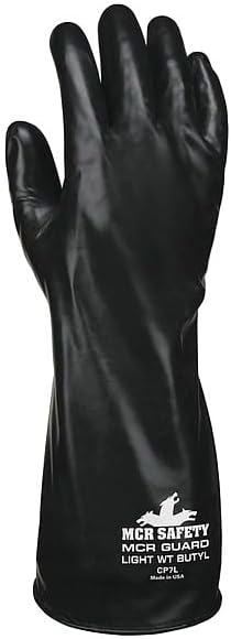 MCR Safety CP7XL Butyl Rubber Gloves, 7 Mil Smooth Finish, Gauntlet Rolled Cuff, 14" Length, X-Large, 1-Pair