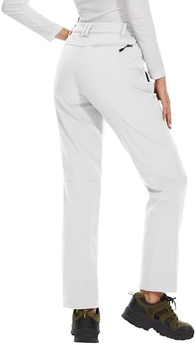 MAGCOMSEN Women's Fleece Lined Waterproof Insulated Snow Ski Pants Winter Warm Hiking Pants Outdoor Softshell
