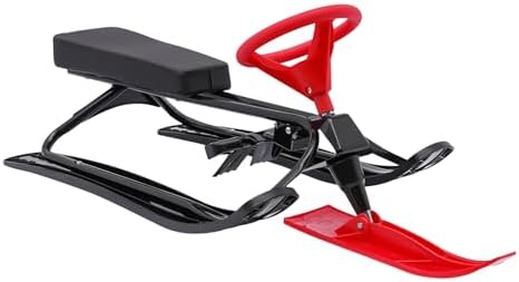 Kids Snow Racer Sled, Snow Scooter with Twin Brakes, Steering Wheel&Sturdy Steel Frame Heavy-Duty Snow Bike Snow Sled for Ages 4+