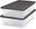 HOMZ Clear Plastic Storage Bins w/Snaplock Lids, 28 Qt, Gray, 2 Pack