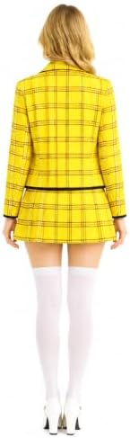 EDAUWAE Women's Halloween 90s Schoolgirls Costume Dresses Plaid Blazer Skirt Uniform Cosplay Deluxe Costumes Skirt
