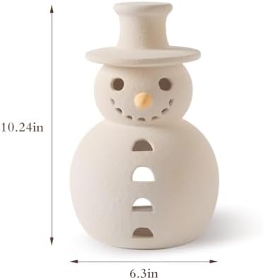 Christmas Decorations, 10.2" Handmade Terracotta Christmas Snowman Figurine