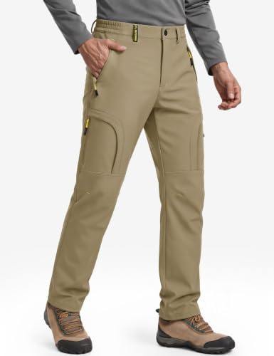 TACVASEN Men's Ski Snow Pants Winter Fleece Lined Waterproof Insulated